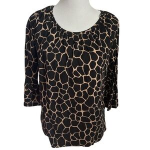 Michael Kors Black and Tan Patterned Blouse